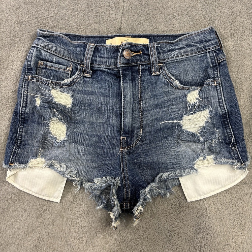 Hollister Shorts Womens 0 W24 Denim Distressed High Rise Jeans Summer Beach VTG